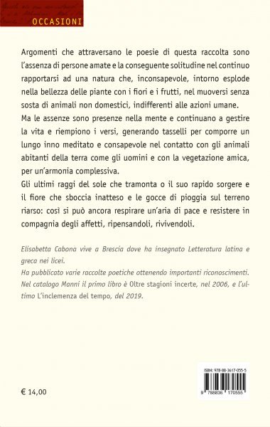 Elisabetta Cabona LA DOVE SI DISSOLVONO LE NEBBIE